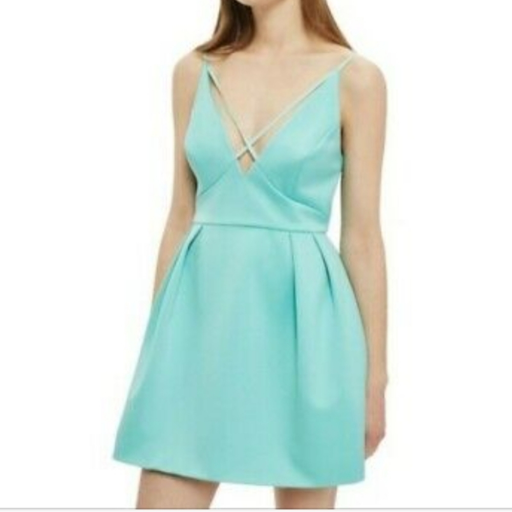 Top Shop Blue Cross Front V-Neck Cocktail Dress